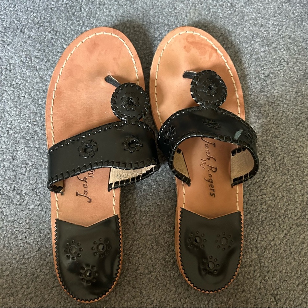 Jack Rogers Black Leather Sandals